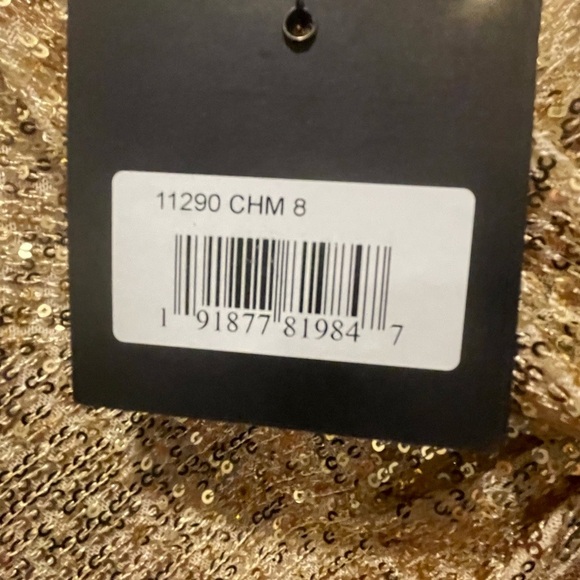 Mac Douggal Gold Sequined Faux Wrap Ruffled Hem Mini  Cocktail dress Sz 8 #10 - Picture 10 of 11